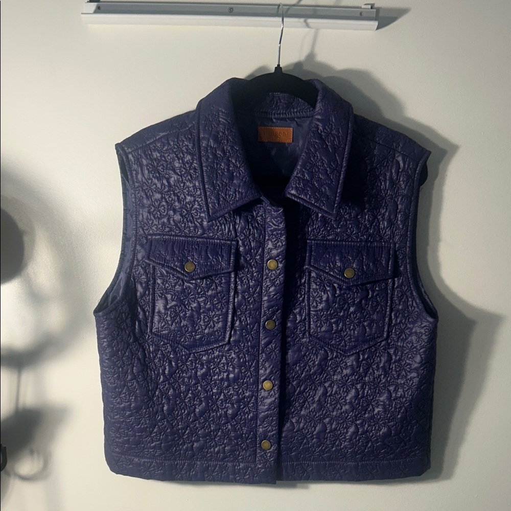 Umgee Purple Quilted Vest with Gold Accents